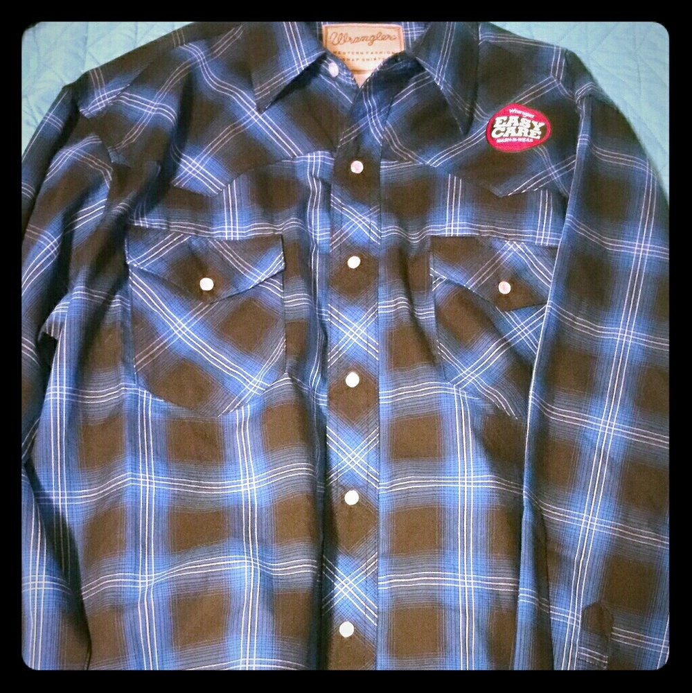 Blue and black long sleeve snap up